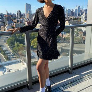 Aritzia Marion Mini Floral Wrap Dress XS